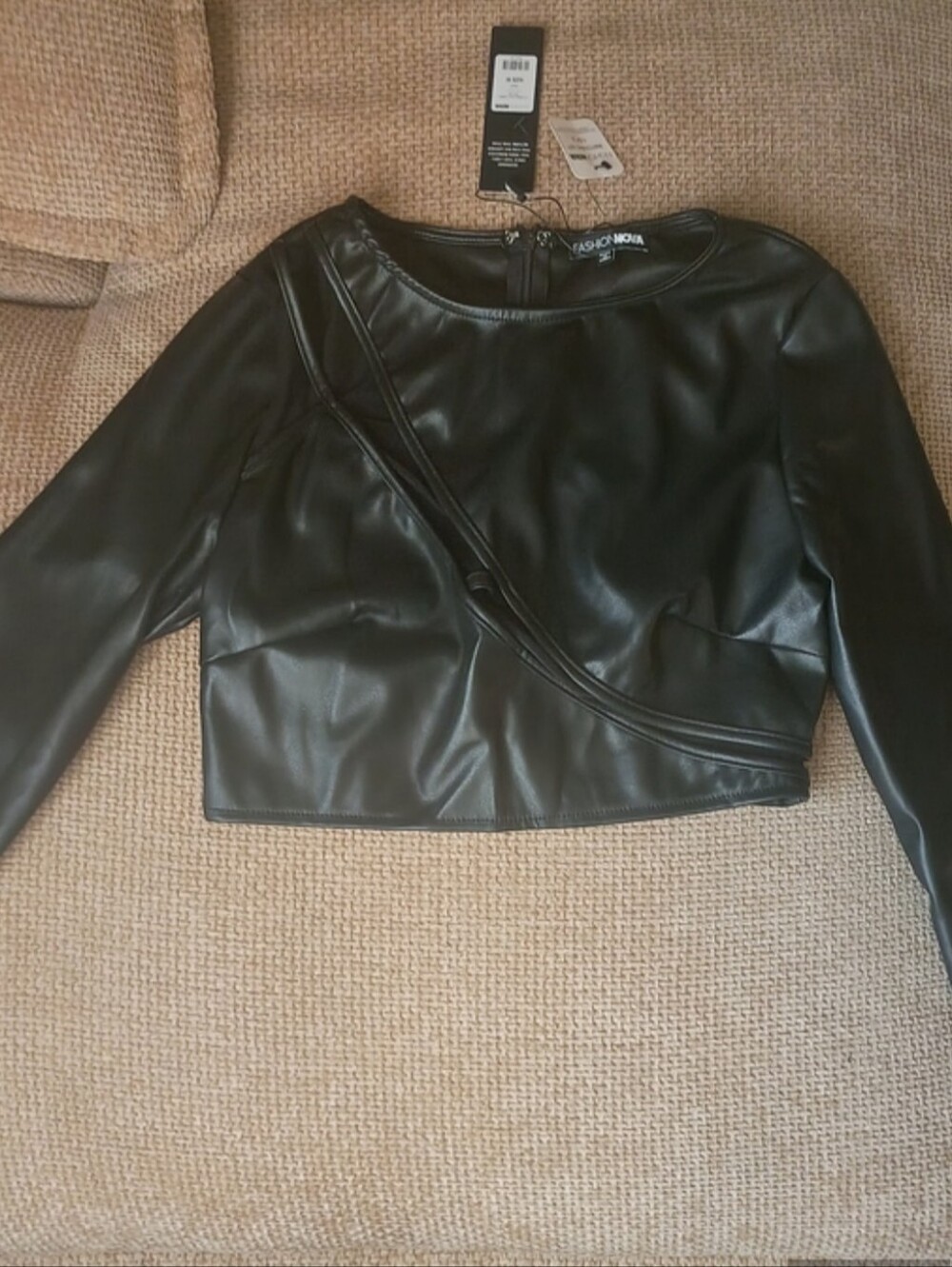Fashion Nova Black Faux Leather Cropped Jacket